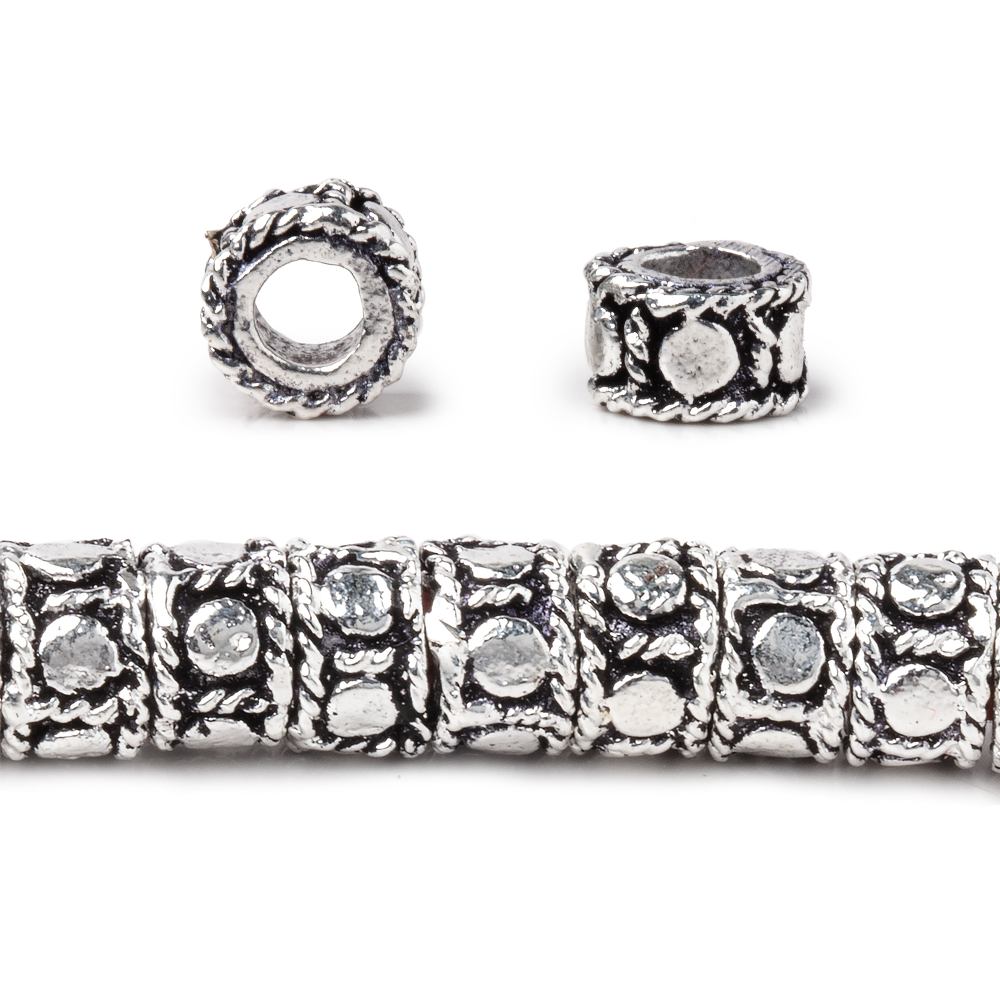 7mm Dotted Cylinder Tube Beads 8 inch 47 pieces