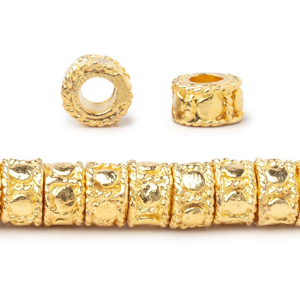 7mm Dotted Cylinder Tube Beads 8 inch 47 pieces