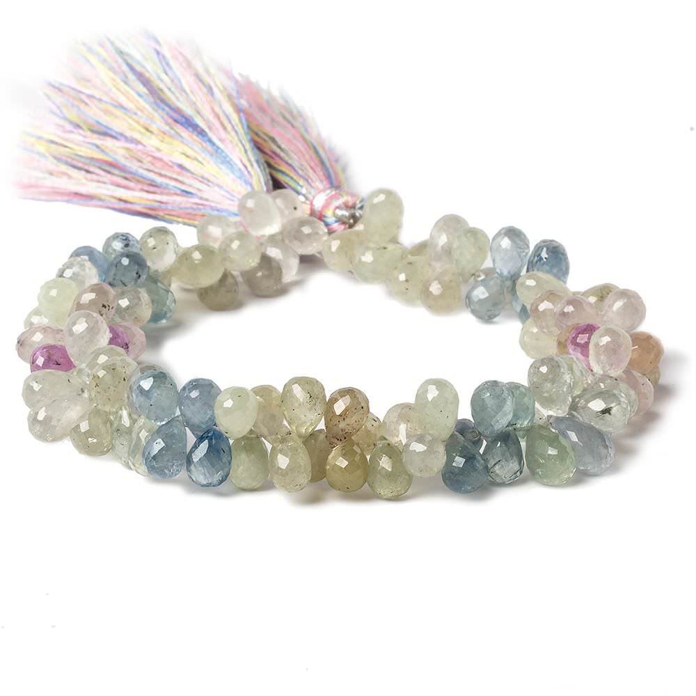 7mm Fancy Sapphire Faceted Tear Drop Beads  8 inch 110 pieces