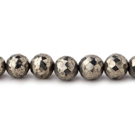 7mm Golden Pyrite faceted round beads 8 inch 32 pieces
