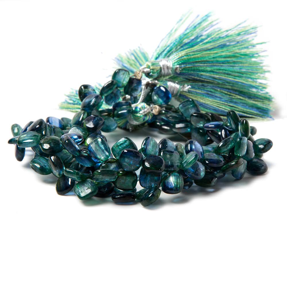 7mm Green & Blue Kyanite plain pillow beads 8 inch 55 pieces AA