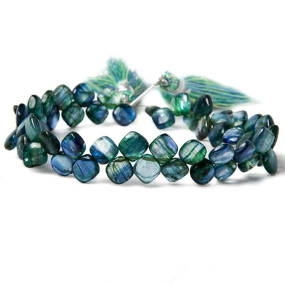 7mm Green & Blue Kyanite plain pillow beads 8 inch 55 pieces AA