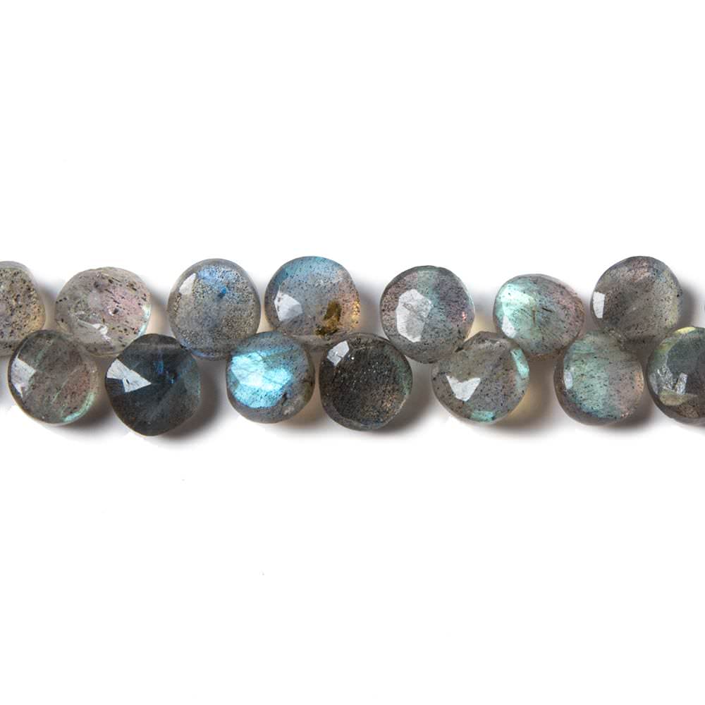 7mm Labradorite Faceted Coin Beads 8.5 inch 50 beads  AA Grade