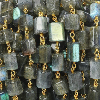 7mm Labradorite Hexagon Vermeil Chain by the foot 22 pieces