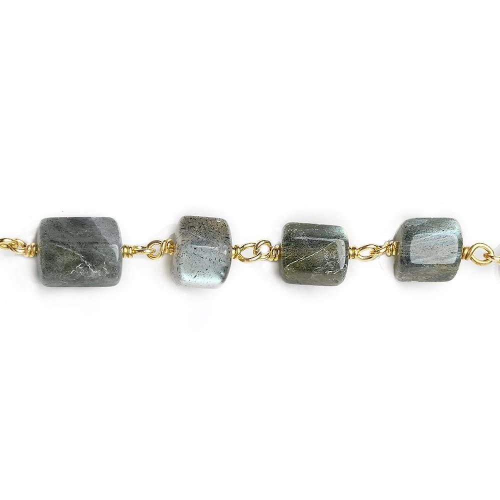7mm Labradorite Hexagon Vermeil Chain by the foot 22 pieces