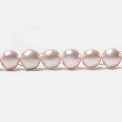 7mm Light Ice Pink Double Drilled Button Freshwater Pearls 15.5 inch 56 pcs