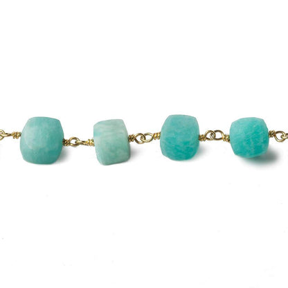 7mm Matte Amazonite cube Vermeil Chain by the foot 24 beads