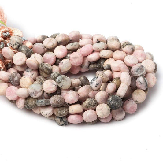 7mm Matte Rhodochrosite plain coin beads 7.5 inch 27 pieces