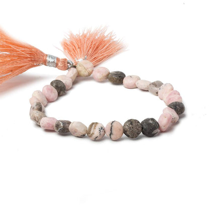 7mm Matte Rhodochrosite plain coin beads 7.5 inch 27 pieces