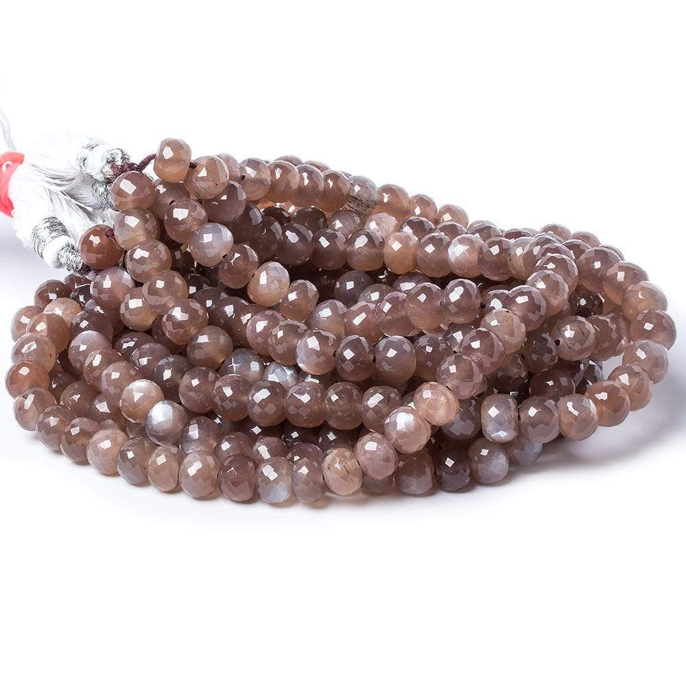 7mm Milk Chocolate Moonstone Micro-faceted rondelles 15 inch 67 beads
