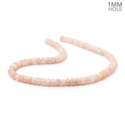 7mm Morganite Hexagon Tube 16 inch 75 Beads 1mm Drill Hole