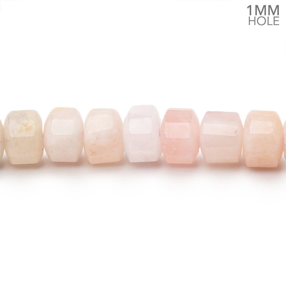 7mm Morganite Hexagon Tube 16 inch 75 Beads 1mm Drill Hole