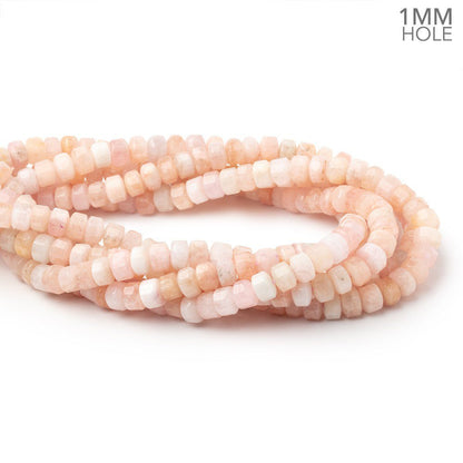 7mm Morganite Hexagon Tube 16 inch 75 Beads 1mm Drill Hole