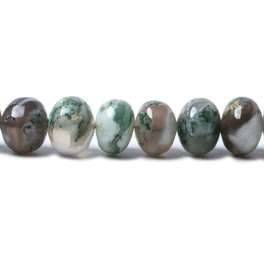 7mm Moss Agate Plain Rondelle Beads 16 inch 73 pieces