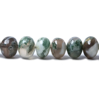 7mm Moss Agate Plain Rondelle Beads 16 inch 73 pieces