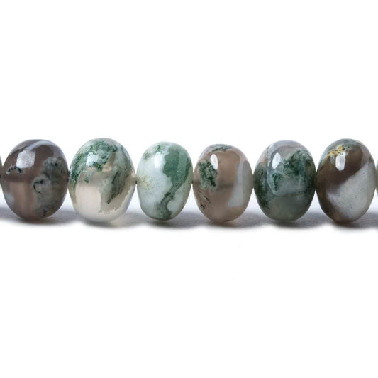 7mm Moss Agate Plain Rondelle Beads 16 inch 73 pieces