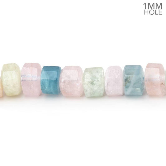 7mm Multi Beryl Hexagon Tube Beads 16 inch 88 pieces