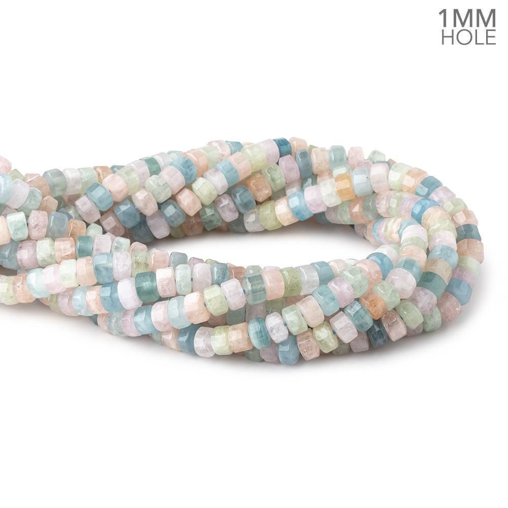 7mm Multi Beryl Hexagon Tube Beads 16 inch 88 pieces