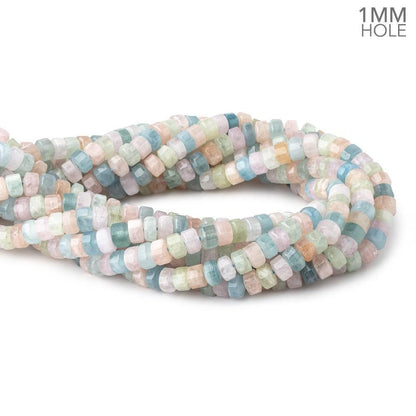 7mm Multi Beryl Hexagon Tube Beads 16 inch 88 pieces