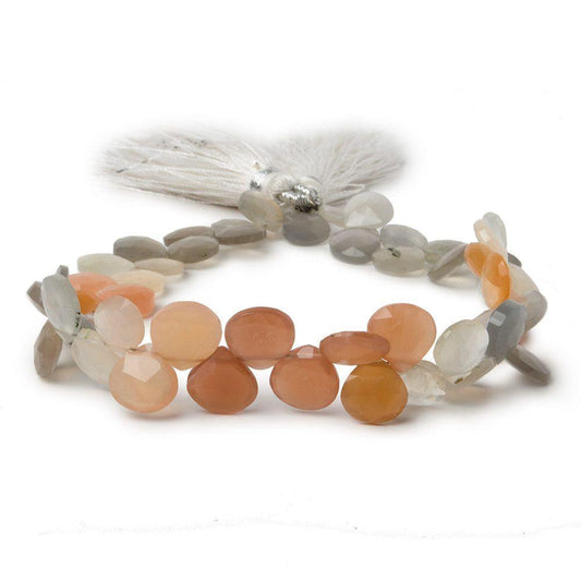 7mm Multi Color Moonstone Beads Heart Briolette 50 pcs