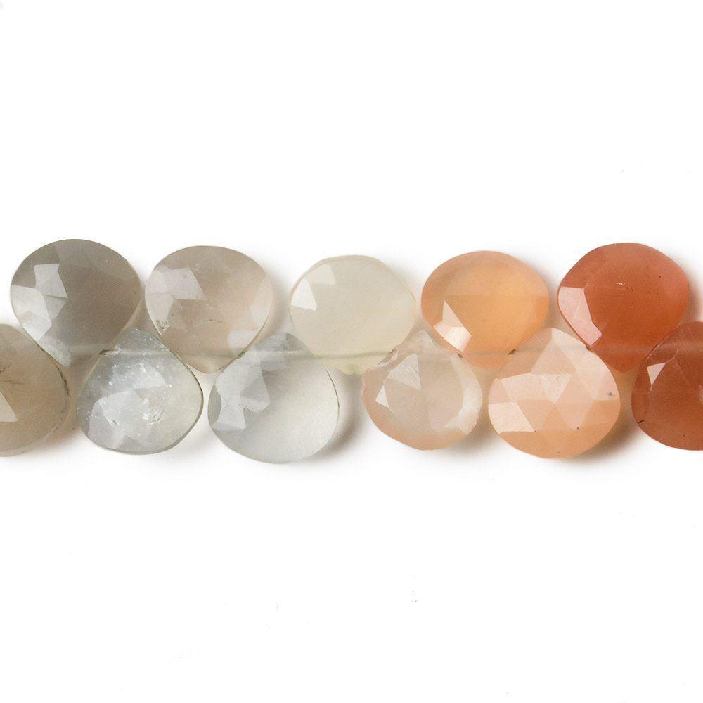 7mm Multi Color Moonstone Beads Heart Briolette 50 pcs