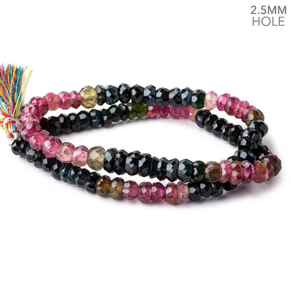 7mm Multi Tourmaline Large Hole Faceted Rondelle Beads 16 inch 99 pieces AAA
