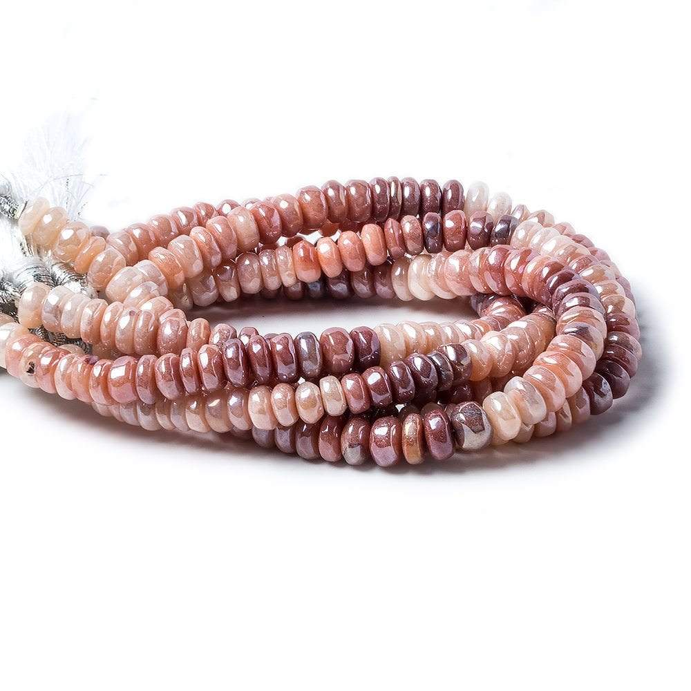 7mm Mystic Angel Skin Peach Moonstone rondelle beads 8 inch 53 pcs