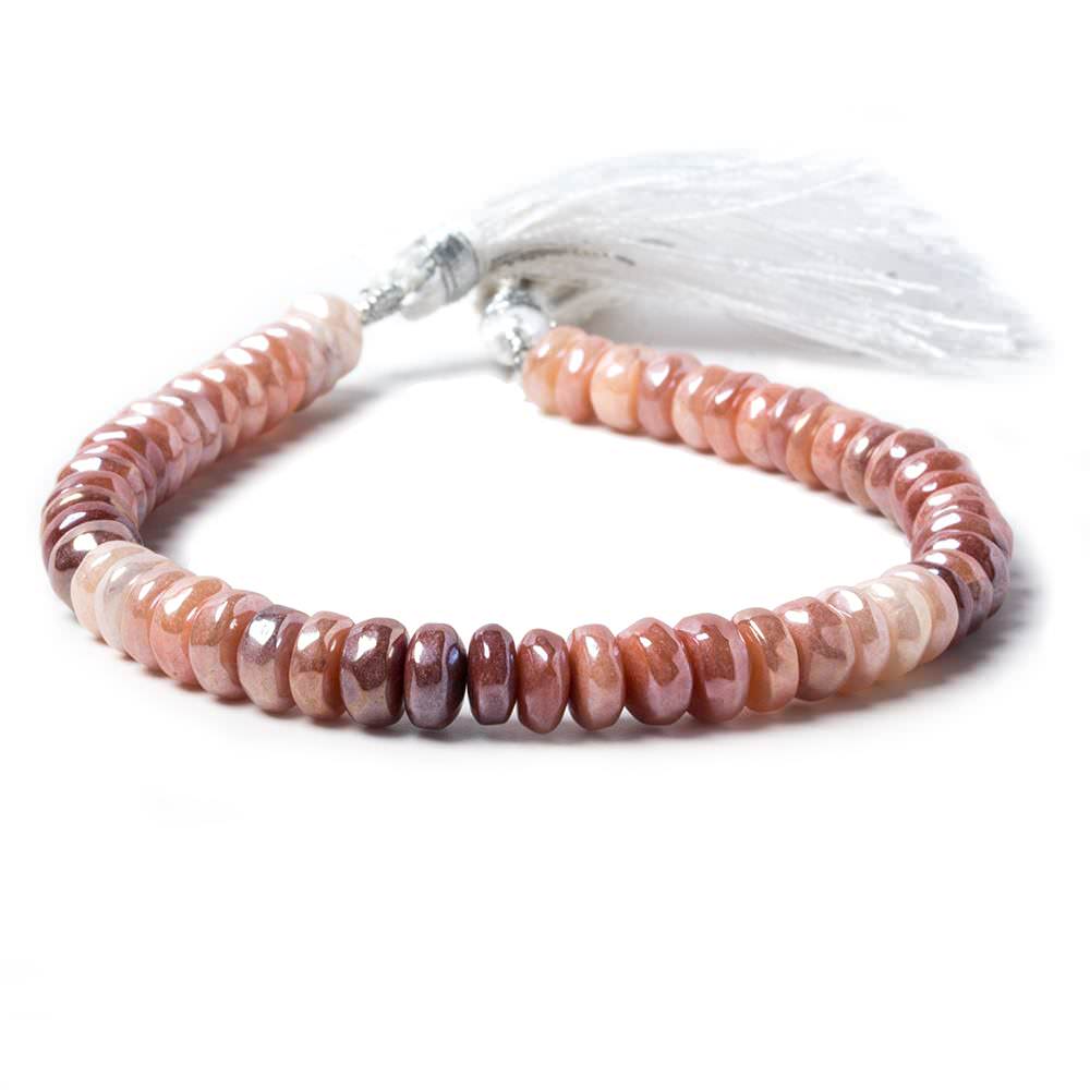 7mm Mystic Angel Skin Peach Moonstone rondelle beads 8 inch 53 pcs