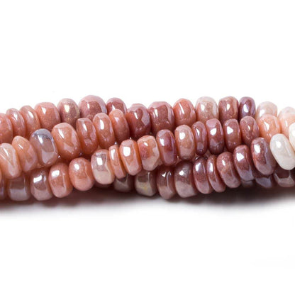 7mm Mystic Angel Skin Peach Moonstone rondelle beads 8 inch 53 pcs
