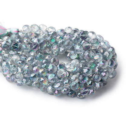 7mm Mystic White Topaz Faceted Candy Kiss Beads 9 inch 60 pieces