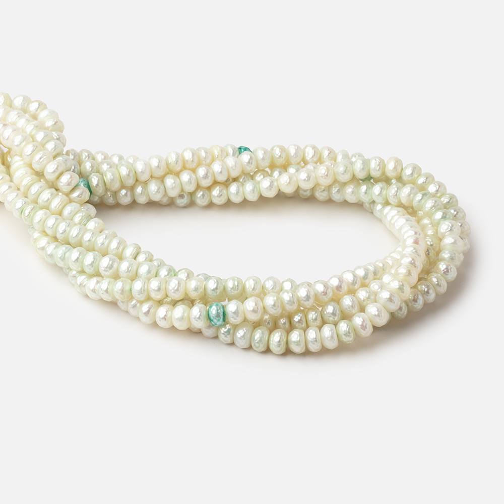 7mm Pale Mint Faceted Button Freshwater Pearls 16 inch 84 pieces