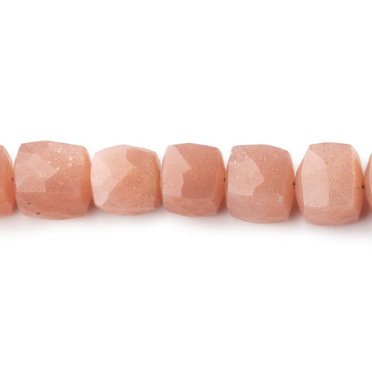 7mm Peach Moonstone Faceted Cube Beads 8 inch 28 pieces A