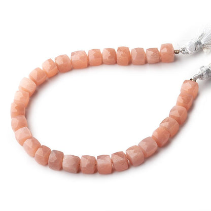 7mm Peach Moonstone Faceted Cube Beads 8 inch 28 pieces A