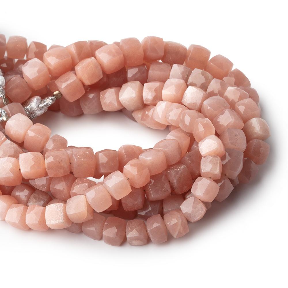 7mm Peach Moonstone Faceted Cube Beads 8 inch 28 pieces A