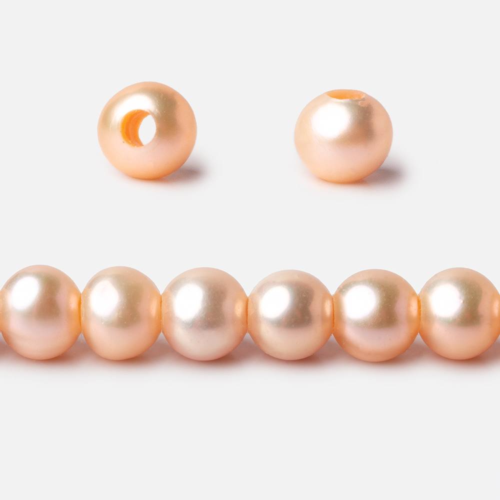 7mm Peach Off Round 2.5mm Large Hole Freshwater Pearls 16 inch 62 pieces