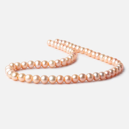 7mm Peach Off Round 2.5mm Large Hole Freshwater Pearls 16 inch 62 pieces