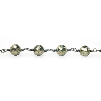 7mm Pyrite faceted round Black Gold Chain sold by the foot 21 pieces