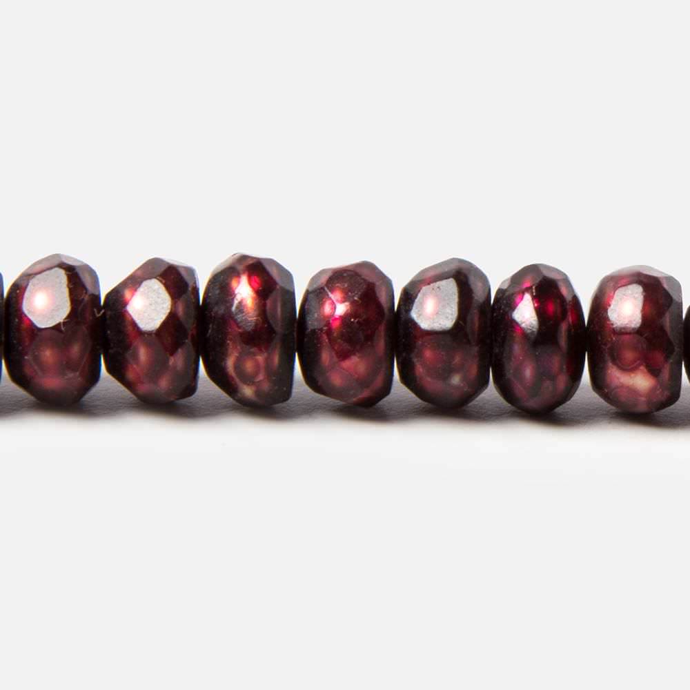 7mm Ruby Red faceted button center drill freshwater Pearls 16 inch 91 pieces