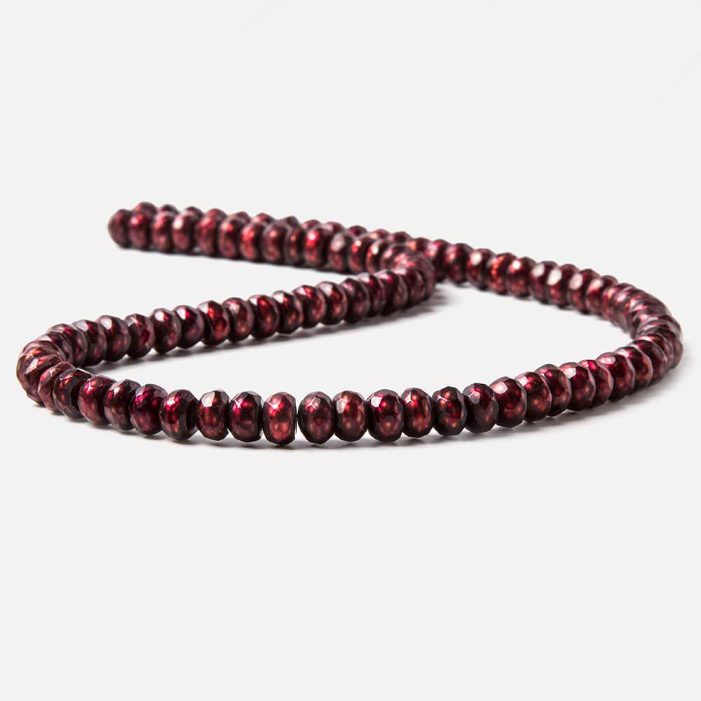 7mm Ruby Red faceted button center drill freshwater Pearls 16 inch 91 pieces