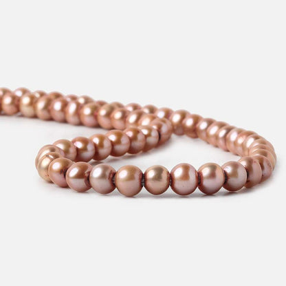 7mm Salmon Large Hole Off Round Freshwater Pearls 15 inches 65 pieces