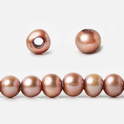 7mm Salmon Large Hole Off Round Freshwater Pearls 15 inches 65 pieces