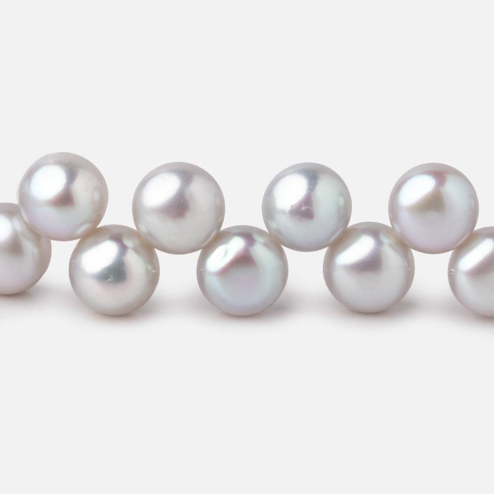 7mm Silver Top Drill Button Freshwater Pearls 16 inch 80 Beads