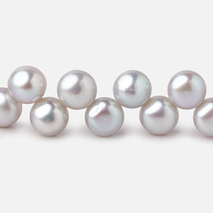 7mm Silver Top Drill Button Freshwater Pearls 16 inch 80 Beads