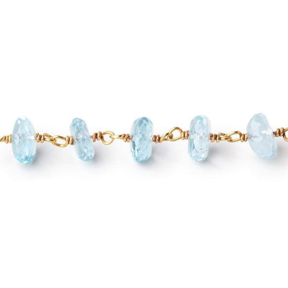 7mm Sky Blue Topaz Faceted Rondelles on Vermeil Chain by the Foot