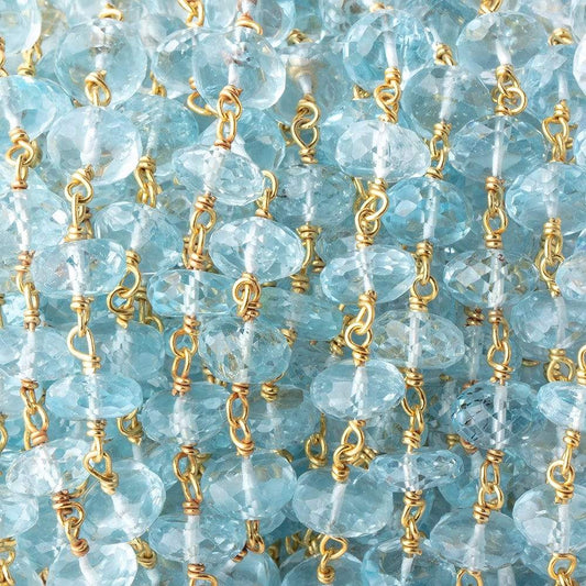 7mm Sky Blue Topaz Faceted Rondelles on Vermeil Chain by the Foot