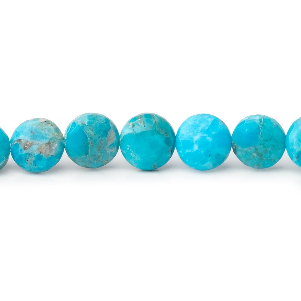 7mm Sleeping Beauty Turquoise Faceted Coins 8 inch 28 Beads