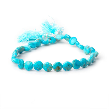 7mm Sleeping Beauty Turquoise Faceted Coins 8 inch 28 Beads