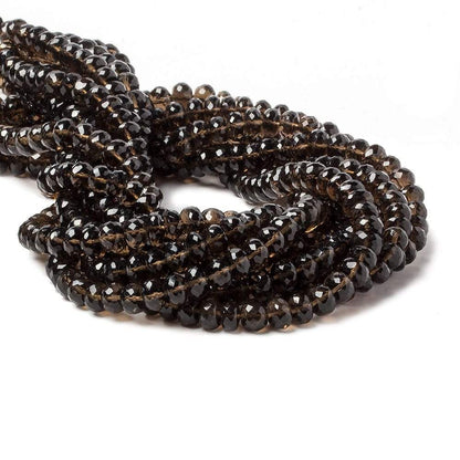 8.5mm Smoky Quartz Faceted Rondelle Beads 14 inch 55 pieces