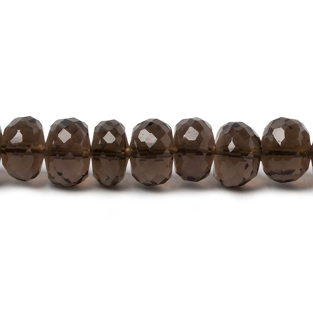 8.5mm Smoky Quartz Faceted Rondelle Beads 14 inch 55 pieces