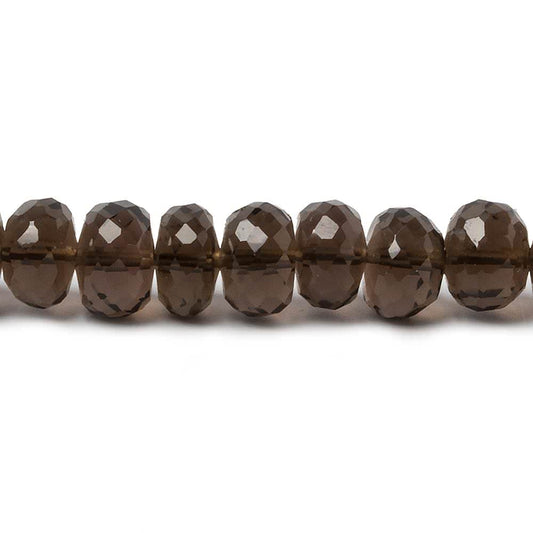 8.5mm Smoky Quartz Faceted Rondelle Beads 14 inch 55 pieces